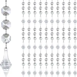 30 Piece Contemporary Transparent Lantern Crystal Hanging Beads, Acrylic Prism Garland, Clear Acrylic Ornament for Christmas New Year Valentine's Day Decorations