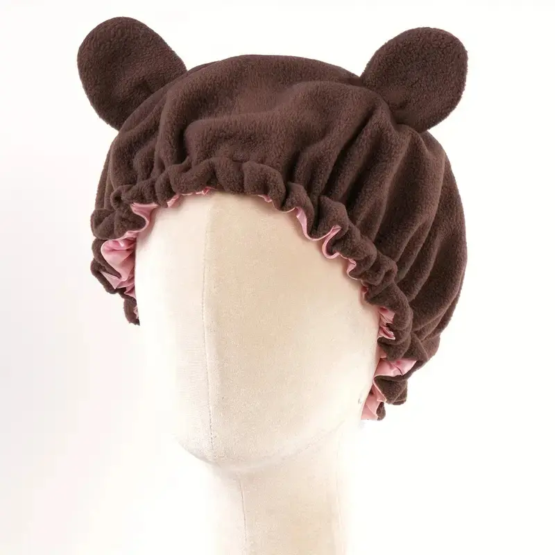 Soft Cute Bear and Devil Ears Sleep Hat, Warm Comfortable Night Cap, Sleeping Cap for Sleepwear, Ideal for Cozy Nights