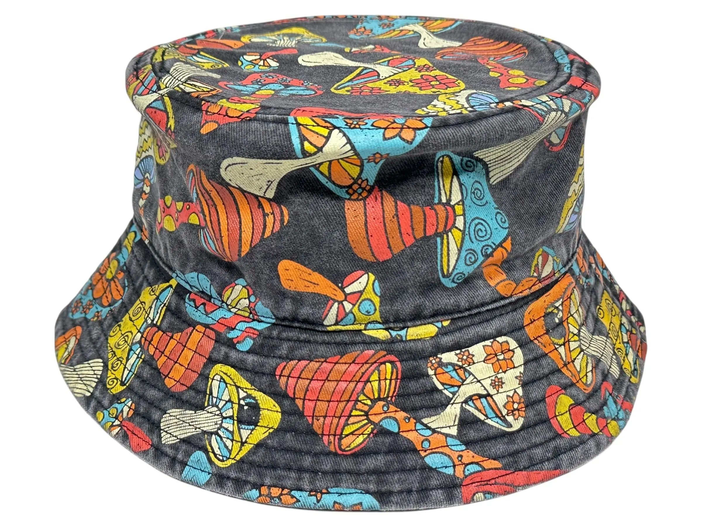 bokeh Unisex Groove Shroom Bucket Hat - Funky Psychedelic Mushroom Print in 100% Cotton, Lightweight & Packable for Festivals, Beach, Fashion Matching Hat, Lightweight Sun Hat, Animals