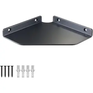 Wall Mounted Black Corner Floating Shower Shelf 3mm Matte Aluminum 6 Inch for Bathroom Kitchen Living Room Holds Phone Plants Speaker