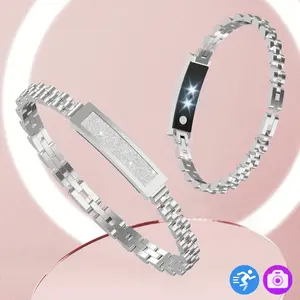 Women'S Smart Bracelet-Silvery, Fashionable ,Smart Jewelry Wearable Device, Fitness Tracker, Health Tracker，with Pedometer, Multiple Sports Modes ，Perfect Gift for Women