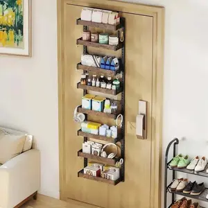 8-Layer Over The Door Pantry Organizer, 2-in-1 Wall Mount or Hanging Spice Rack, 8 Adjustable Height Baskets (1.8" Each) for Kitchen Cabinet, Closet, Pantry Storage