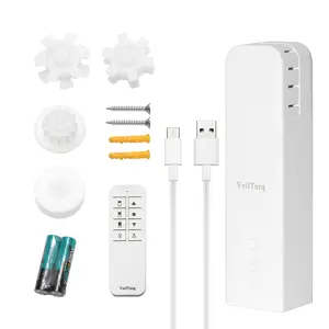 VeilTorq Remote Controlled Motorized Blinds Battery Powered SmartShade Alternative Preset Open Close Levels No Bottom Rail Required