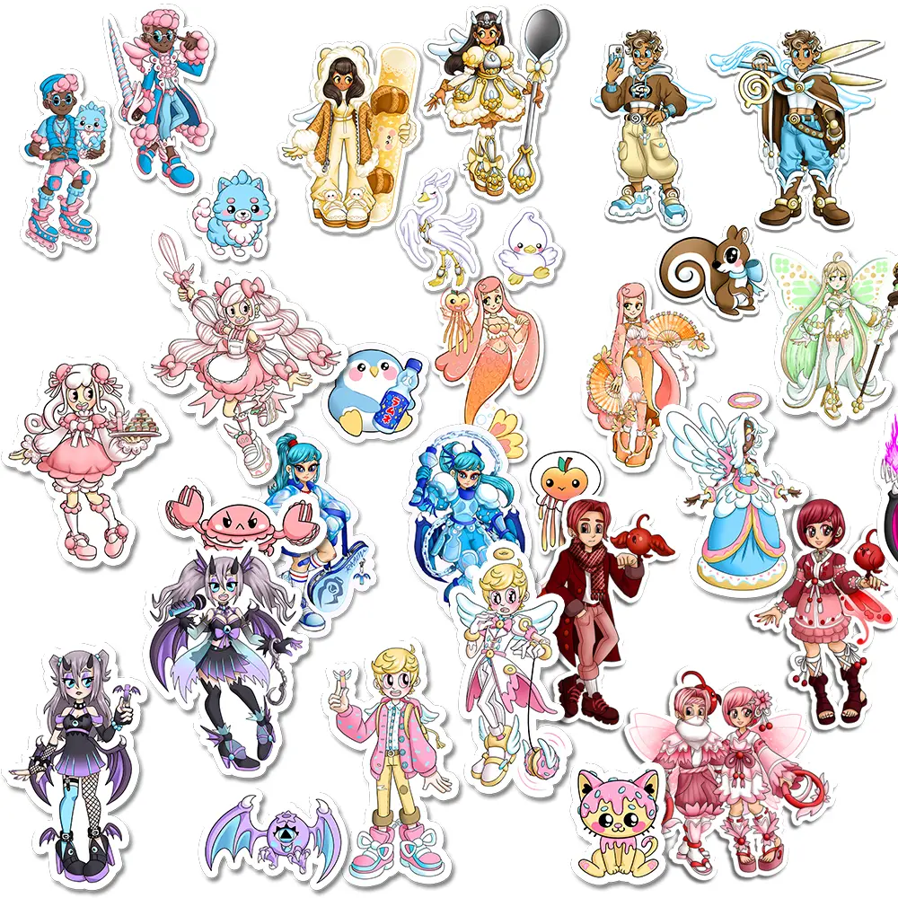 Angel Balms Original Characters Anime Art Stickers - Kawaii Style Magical Girl Anime Inspired Artwork
