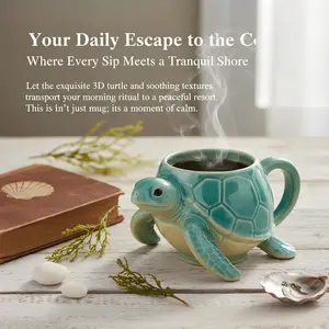 Handmade Ocean Theme Drinkware Turtle Mug Gift, Unique Handcrafted Marine Design, Perfect for Sea Lovers, Ideal Present for Special Occasions