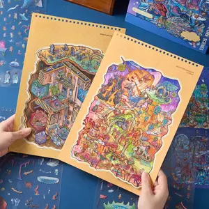 27 Sheets/bag Ultra Large Scene Sticker Book, Pet Material, Quixotic Town Series Multi-Scene Decorative Stickers, Art Stickers