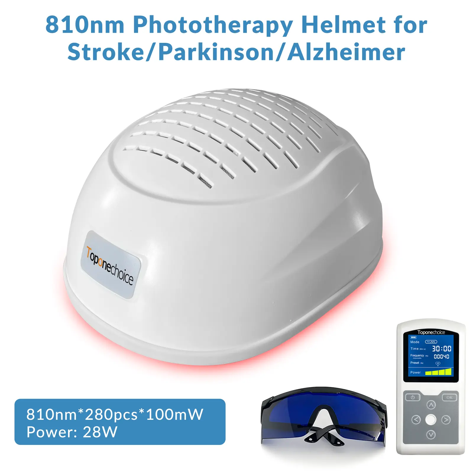 Toponechoice Laser Therapy 810nm Near Infrared Brain PBM Helmet - Photobiomodulation Therapy, rTMS Alternative for Parkinson's, Alzheimer's, Depression, Supports Neural Repair & Brain Wellness
