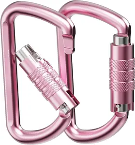 3inch 12kN-2698lbs Auto Locking Carabiner Clips, Solid D Shape, Heavy Duty 7075 , Lightweight 1.09oz, Rust Proof, for Hammock, Hiking,  Leash,  etc., Multi-Colors