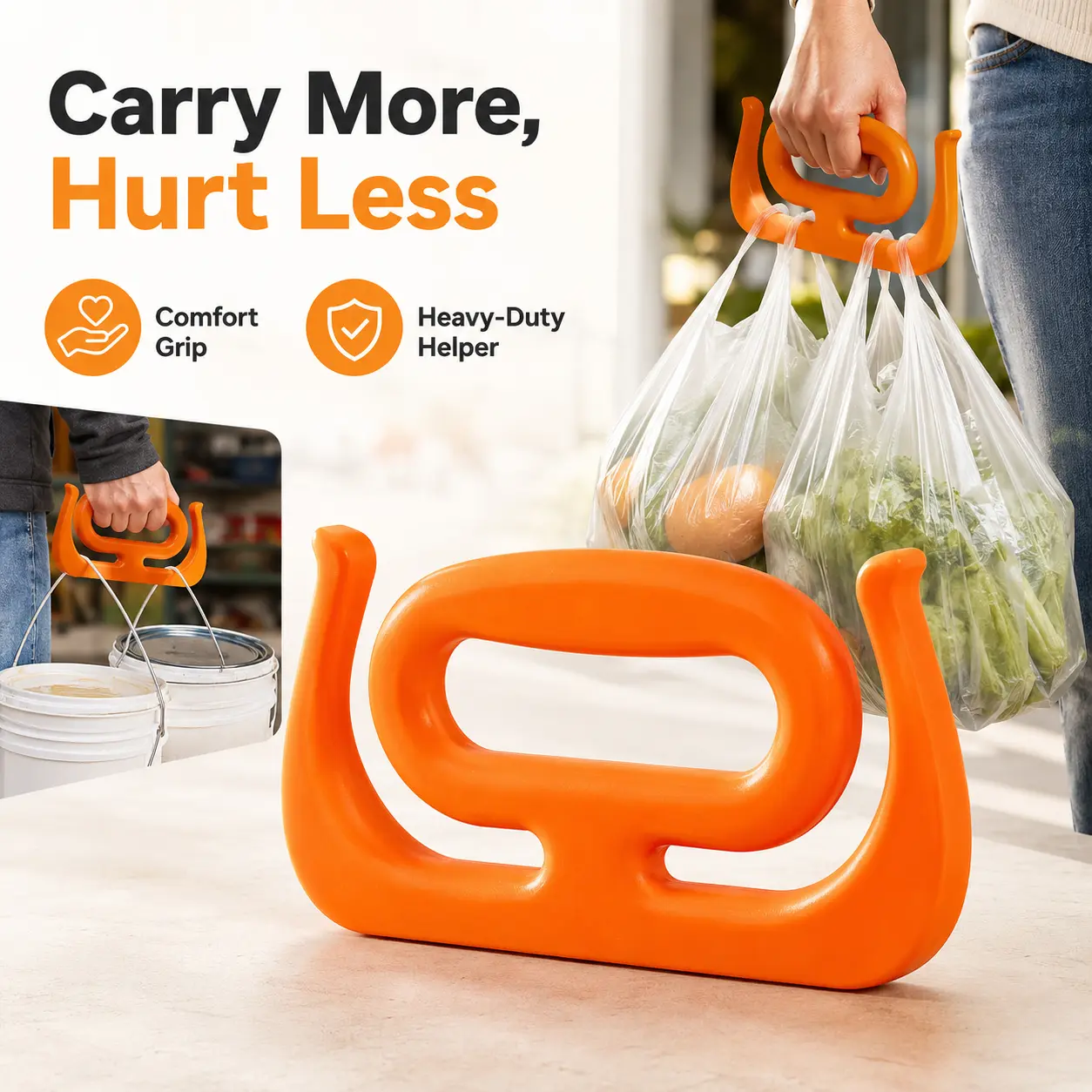 【Buy 1 Get 1 Free】Multi-functional Bag Carrier, (2-Pack) Multi Purpose Heavy Duty Handle/Holder/Carrier - Grocery Bags Shopping Bags Propane Tanks Dry Cleaning Paint Cans 5