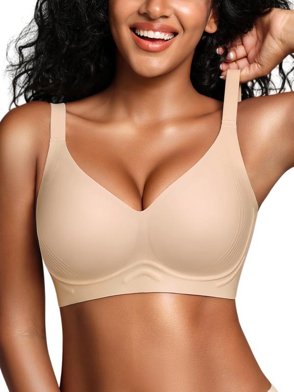 Deangelmon Women's Comfy Wireless Jelly Bralette Top - Adjustable Straps, Light, Breathable, Seamless, No Underwire, Full Coverage, Supportive, Smooth, Fashionable, Wings, Hook-and-Eye, Fit S-L, for T-Shirts, Tank Tops