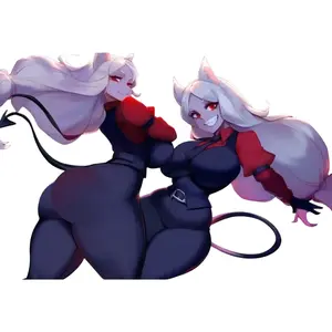 Cute Devil Girl Duo Sticker, Anime Style Fantasy Character, Aesthetic Cartoon Decal, Laptop Sticker, Water Bottle, Phone Case, Car Window, Trendy Gift Idea