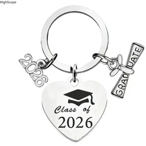 Engraved Stainless Steel Keychain Charm - 2026 Graduation Keepsake Gift for American Football Fans