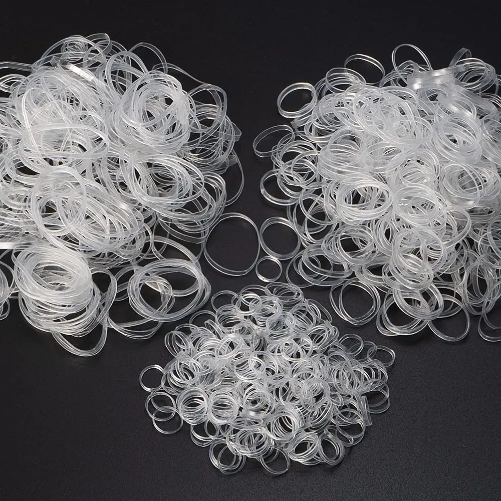 Mini Rubber Bands Soft Elastic Bands Clear Polyband Elastics 1000 Count for Women  Braids Hair Clear - Fine Hair -Free