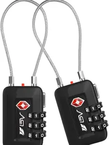 "LIMITED STOCK" TSA Approved Luggage Travel Lock, Set-Your-Own Combination Lock for School Gym Locker, Luggage Suitcase Baggage Locks, Filing Cabinets, Toolbox, Case (Black, 2 Pack)