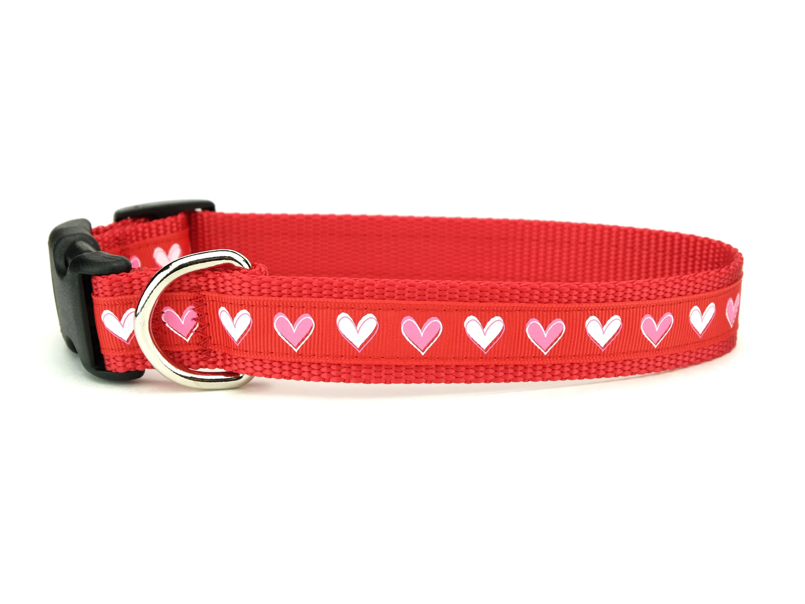 Valentines's Day Heart Dog Collar, Love is in the air so celebrated with the this red heart Collar to show you love to your furry friend, adjustable, free shipping, small, medium, large and xtra large sizes available. matching leash also available.