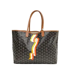 Pre-owned Goyard PVC Tote Bags 【Zanna】Saint Louis Shopping Bag Mother and Child Bag 34 Medium Size Black Silver Clasp