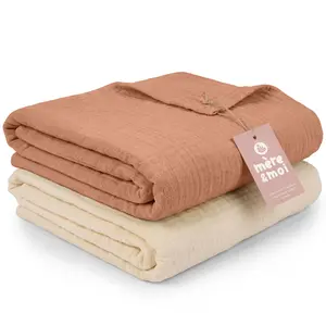 Premium 40" x 36" Double Layer Muslin Baby Blanket – 100% Cotton Ultra-Soft & Cozy - 2 Pack