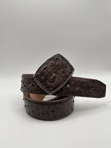 Belt- Brown Leather Ostrich Design (Print)