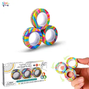 Magnetic Rings Fidget Toy Set, ADHD Anxiety Magnetic Fidget Toys, Adults Fidget Spinner Rings for Relief, Training Relieves Autism Anxiety, Great Idea Gift for Adults Teens Kids