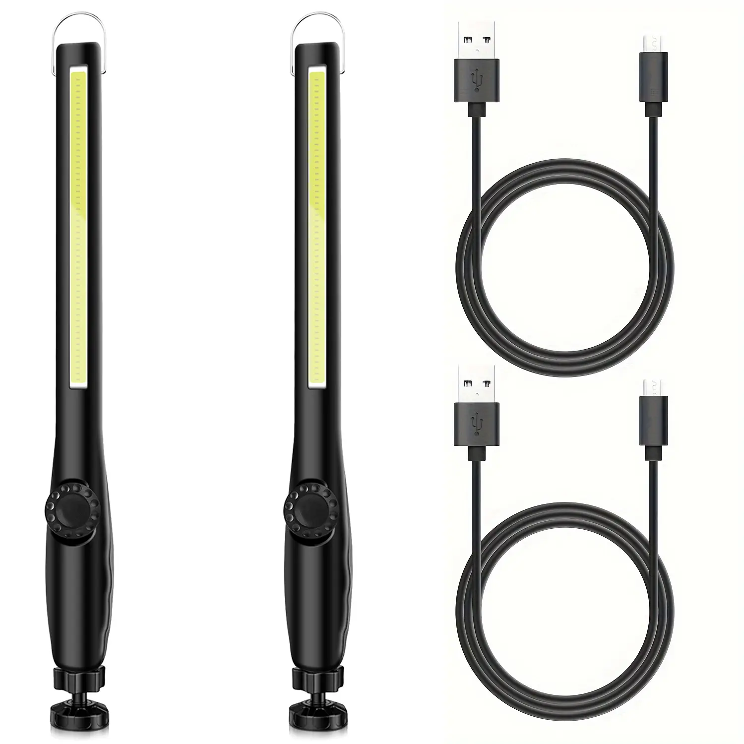 2-Pack LED Work Lights, Portable & Foldable COB Adjustable Flashlight with Magnetic Base, 360° Rotation, 5 Modes, USB-C Rechargeable for Car Repair, Camping