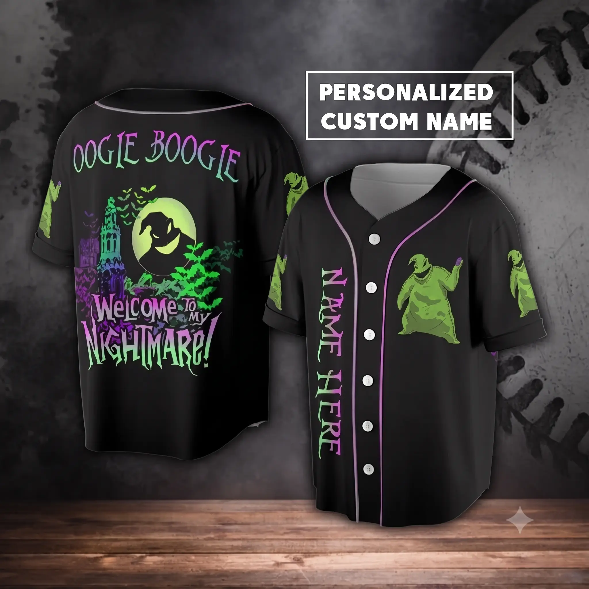 Personalized Horror Halloween 0ogie Boogie Baseball Jersey, Horror Movie, Gothic Horror Sports Outfit