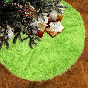 Modern Christmas Tree Skirt, Soft Thick Polyester, Fuzzy Round Base, Drawstring Closure, Holiday Decor, Xmas Decoration