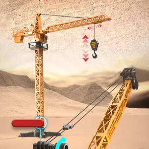 Tower Crane Model Toy with Hook, Wooden Tracks, Birthday or Holiday Gift for Boys and Girls Aged 3 and Up, Educational Playset