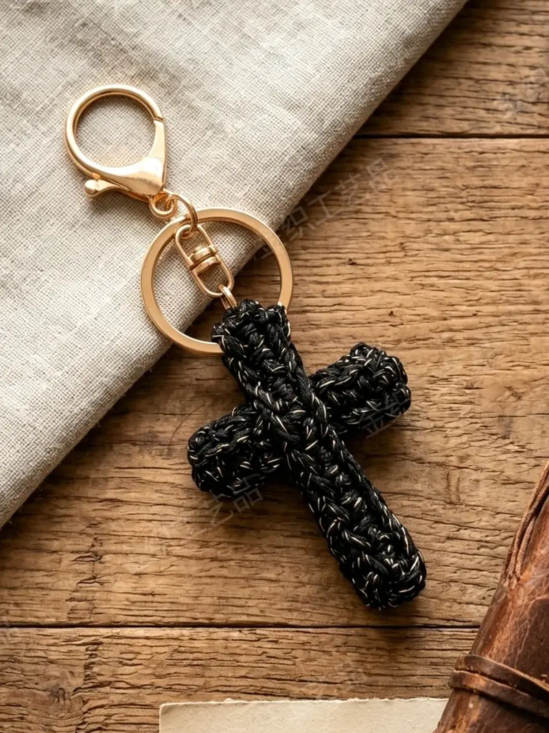 crochet cross keychain - TikTok Shop