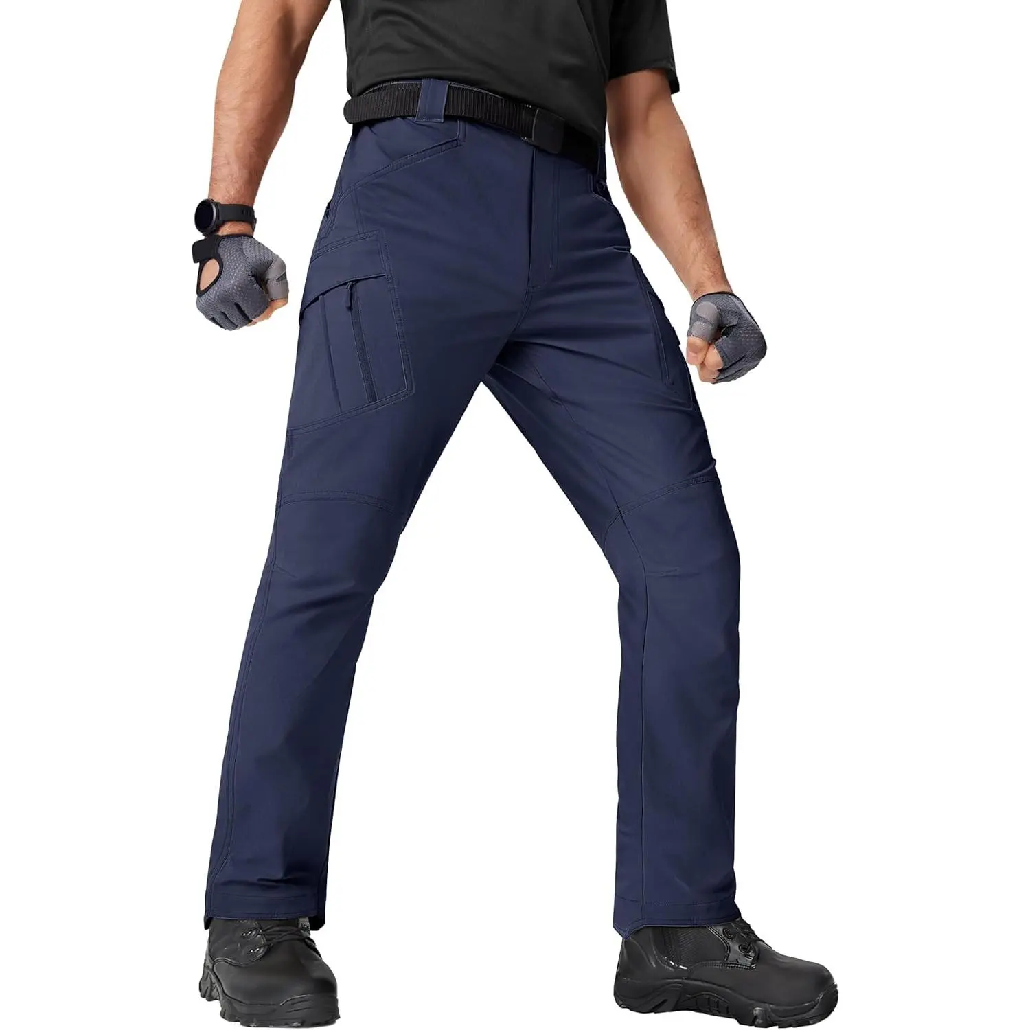 Men's Nylon Blend Cargo Work Pants - Construction, Tactical, Lightweight, Water Resistant Outdoor Hiking Pants with 9 Male Cargo Pockets