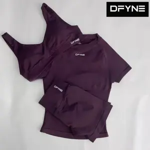 DFYNE Seamless One Shoulder Sports Bra & Shorts Set| Padded Asymmetric Gym Top with High Waisted Tummy Control Biker Shorts 2-Piece Outfit