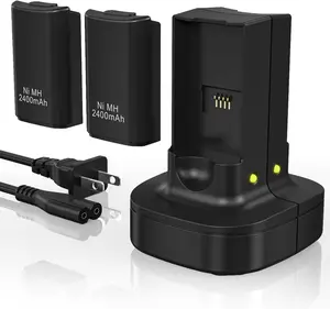 RUNTOGOL NiMH Rechargeable Battery Kit for Xbox 360 Controller - Dual Charging Station Dock, 2-Pack Batteries