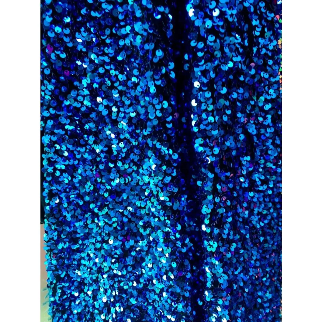 Iridescent Blue Sequin on Stretchy Velvet Iridescent Blue Sequin on Stretchy Velvet