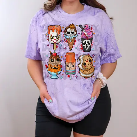HORROR POPS COMFORT COLORS  T SHIRT, HORROR  COMFORT COLORS T SHIRT, HALLOWEEN COMFORT COLORS T SHIRT, GRAPHIC T SHIRT, T SHIRT FOR WOMEN Cotton Womenswear Tshirt Top Fit Casual