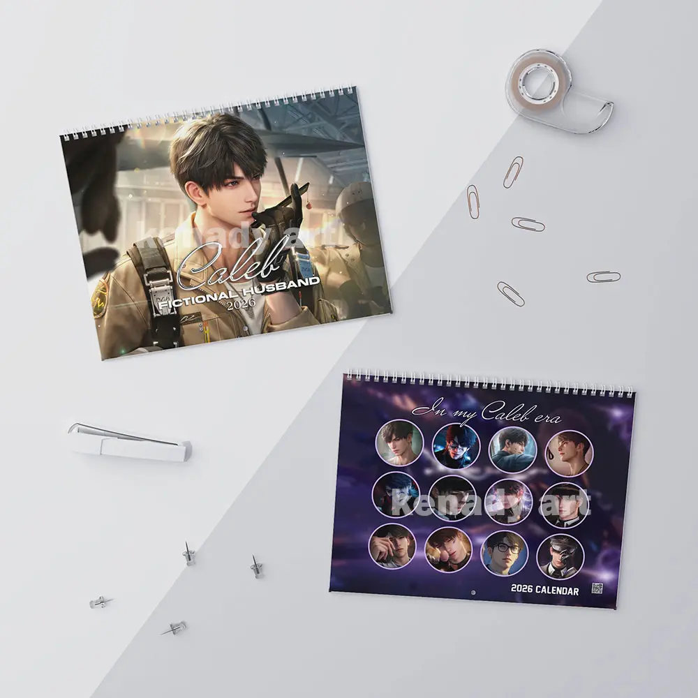 Caleb Love and Deepspace 2026 Wall Calendar LAD Character Schedule Calendar New Year Gift For Fan Premium Paper Spiral Binding Hanging Hole QR Codes