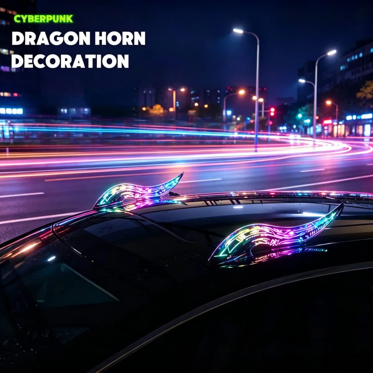 Dragon Horn Car Roof Antenna with 32 LED Modes - Touch Dimmable Demon Horns, Waterproof Universal Car Exterior Accessories, Automotive, Led Car Antenna Decoration