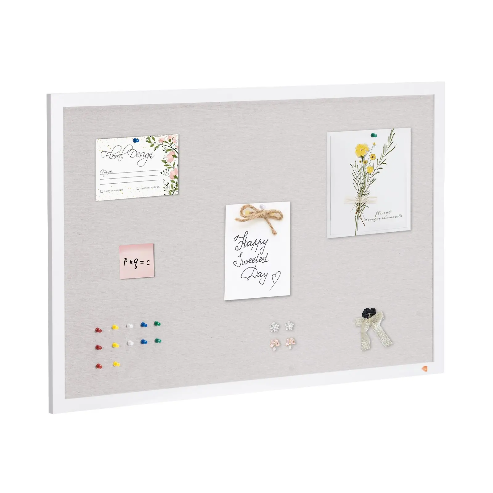 36 x 24 Inch White Cork Board With Linen Surface, Wall Mounted Bulletin Board For Home, School, And Office, Durable Noticeboard With Easy Installation, Lightweight Yet Sturdy Construction For Memos, Announcements, And Organization