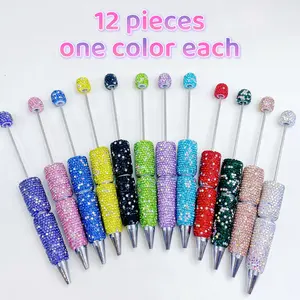 12pcs DIY new all diamond ballpoint pens, creative ballpoint pens,random colors，Diy Pens Cute Cool Pens for Students Teacher Bridal Graduation Gift Office School Supplies