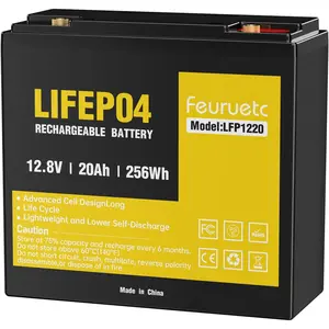 12V 20Ah Rechargeable Deep Cycle LiFePO4 Lithium Phosphate Battery for Camping Fish Finder Scooter Security System Ride on Toys Automotive Replacement Batteries UPS
