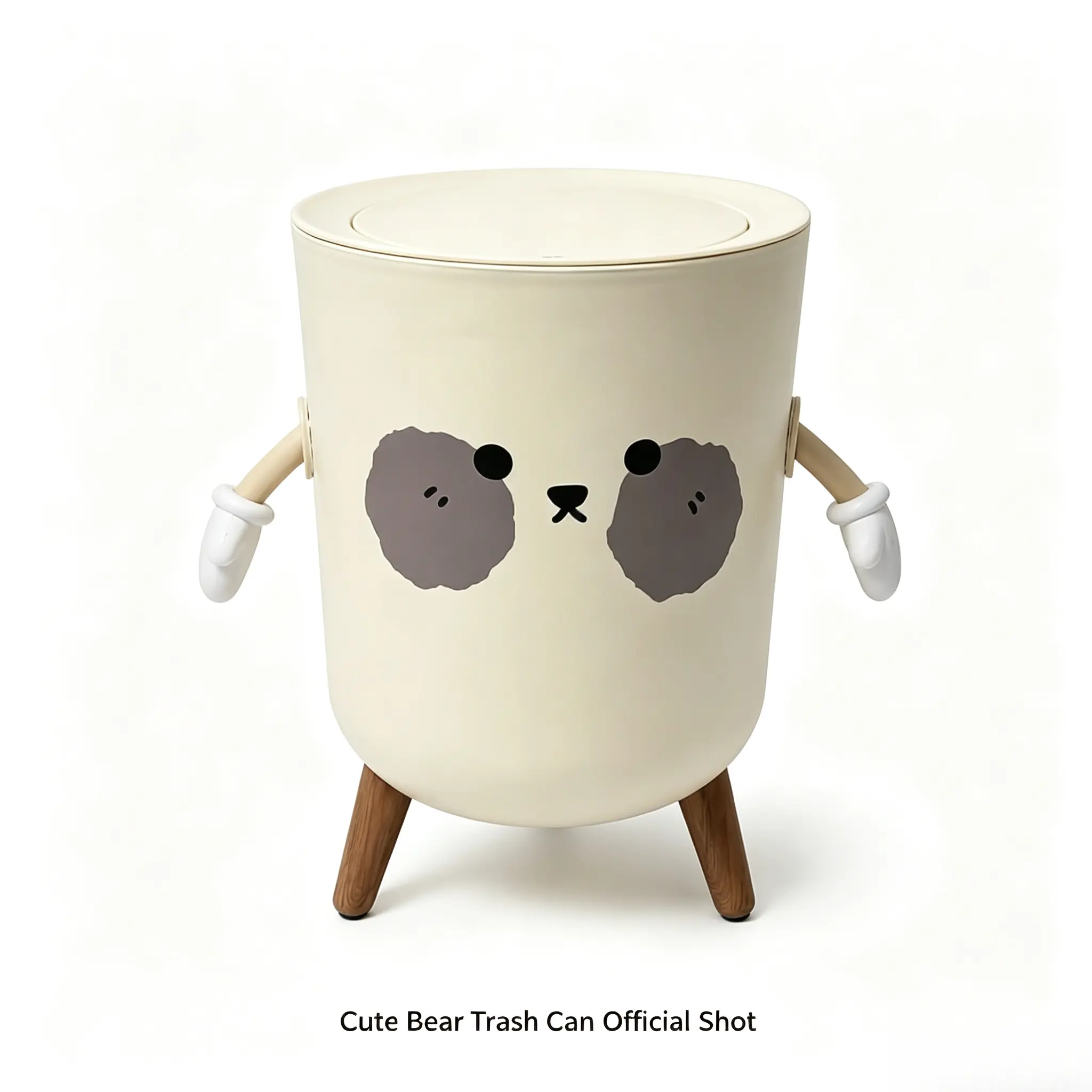 Muted Neutral Puppy Nursery Standing Garbage Bin, Press Lid Sealed Waste Bucket To Block Diaper Odor In Baby Bedroom