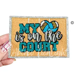My Volleyball Heart is on the Court Sequin Patch - Small