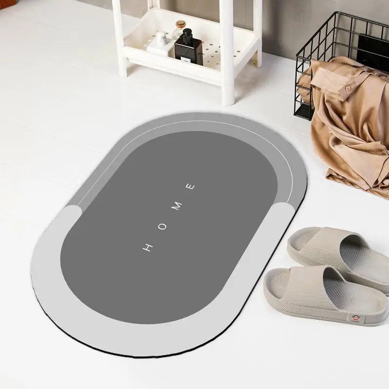 Wholesale Oval & Geometric Diatomite Bathroom Floor Mats - Water-Absorbent, Dirt-Resistant, Non-Slip, Quick-Drying Pads for Home Entrance, Bathroom