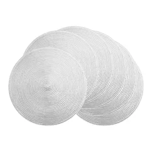 REGALWOVEN Farmhouse Placemats 6pcs Woven Placemats for Dining Table Decor  Washable Kitchen Table Mat Wipe Clean 15inch Silver