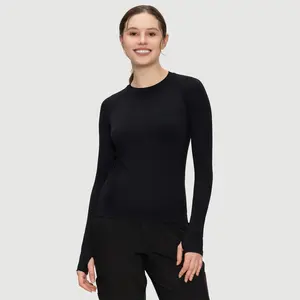 COZYFIT Long Sleeve Workout Tops for Women Compression Shirt Sports Running Shirt Breathable Athletic Top Slim Fit