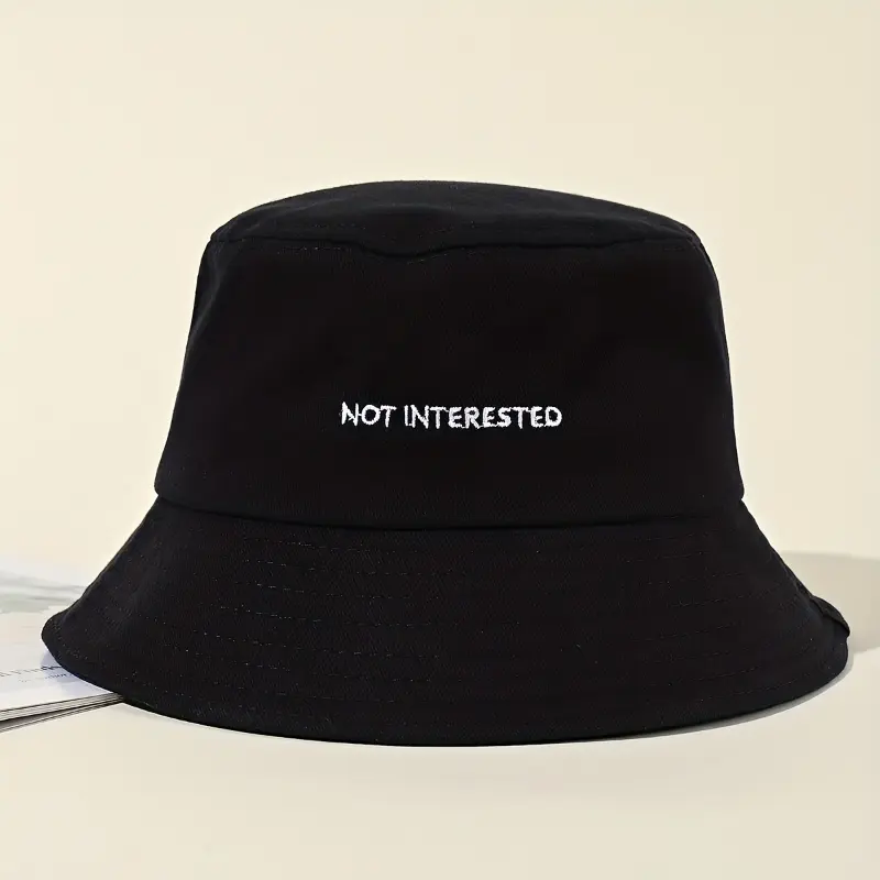 Embroidered Beach Bucket Hat - Lightweight, Solid Color, Sunscreen, Travel-Friendly Fisherman Cap for Outdoor Activities - Perfect for Beach, Travel, and Leisure