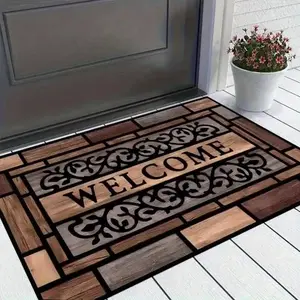 Geometric Pattern Welcome Door Mat, Rectangle Home Entrance Mat, Decorative Carpet for Home Living Room Bedroom Kitchen Garden Porch, Decorative Area Rug