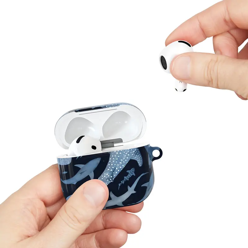 Blue Whale Shark & Hammerhead Shark Ocean Marine Life Pattern Aesthetic AirPods Case Cover for Apple AirPods Pro1,2,3 , AirPods 1, 2, 3, 4