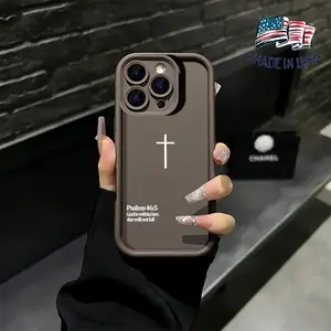 Minimalist Christian Cross Bible Verse Psalms 46:5 Design phone case for iPhone Samsung 17 16 15 14 Pro Max 13 12 11 XR XS Plus Air Galaxy S25 S24 S23 S22 A71 A56 A55 A54 A53 A52 Slim Shockproof anti-drop protection Soft TPU Cases Gift for Women
