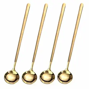 4pcs Coffee Concentrate Spoon Set, Stainless Steel Stirring Spoons, Tea Spoons, Long Handle Iced Tea Spoons, Durable Cutlery, Dinnerware Utensils
