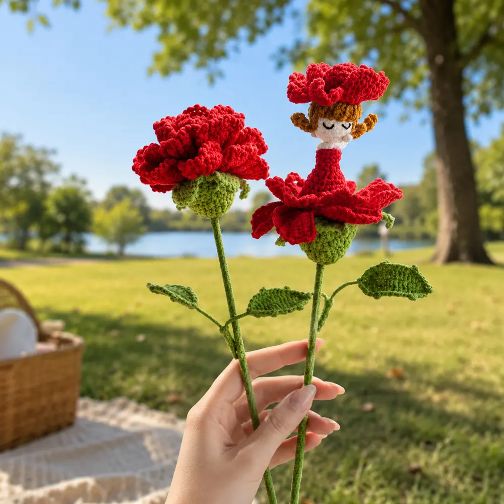 Crochet Flower Dog Toy - Surprise Gift for Pet Owners, Cute Knitted Flower Fairy Accessory