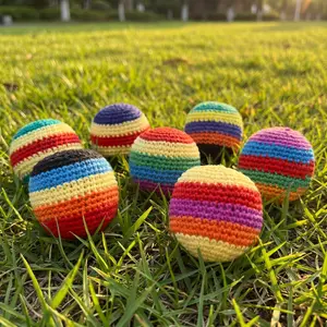 Random 6/12 PCS Hand-Made Knitted Hacky Sack, 2026 Upgraded Assorted Foot Bag Crochet Hacky Sacks for Adults, Juggling Balls for Beginners, Multicolored Geometric Pattern, Ready-to-Use Hacky Sacks